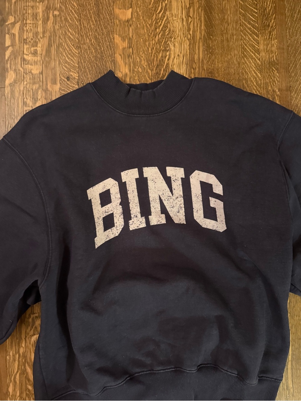 Anine Bing Logo Navy Sweater- size large - Picture 2 of 7
